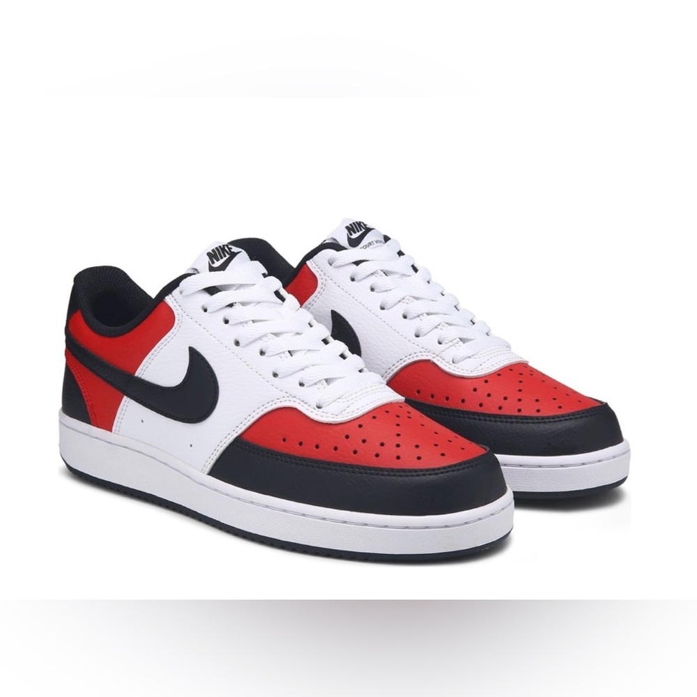 Nike Court vision, Lo’s Men's White, Red, and Black Sneakers